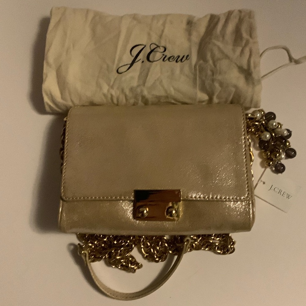 J.Crew coated fabric mini crossbody bag with pearl charm